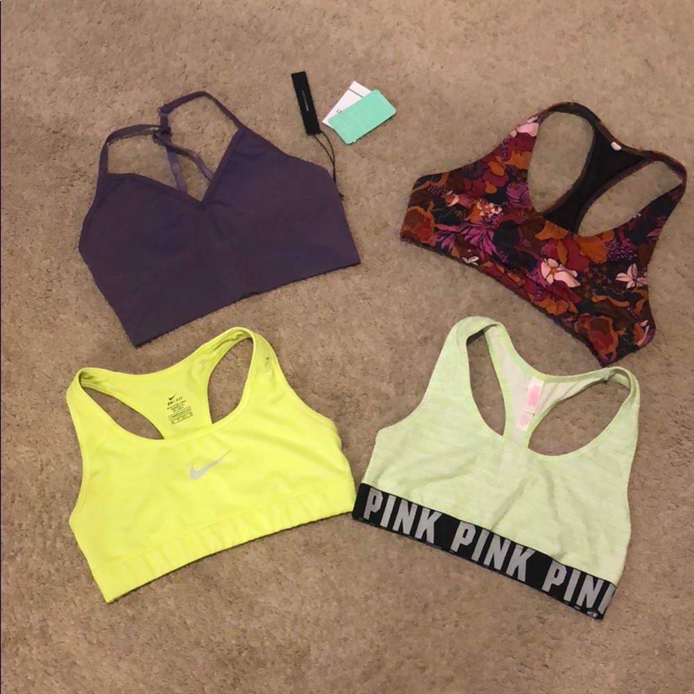 1 XS + 3 S sports bras f21 Nike Vic secret lulus
